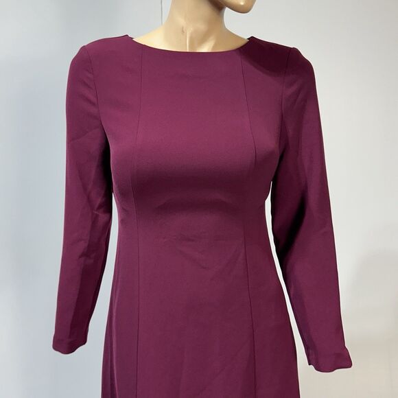 Hobbs London Leonora Dress Midi Long Sleeve warm plum Modest US Size 4 NWT - Picture 2 of 14